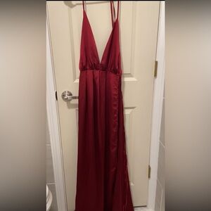 SHEIN Red Ruched Tiered Gown for Prom
